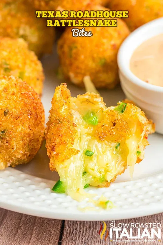 These copycat Texas Roadhouse rattlesnake bites are dangerously good. Creamy pepper jack cheese and spicy jalapeños are coated in an easy breading and fried until crispy and golden. They’re addictive in the best way and perfect for game day snacking — once you make them at home, ordering out won’t even cross your mind.
