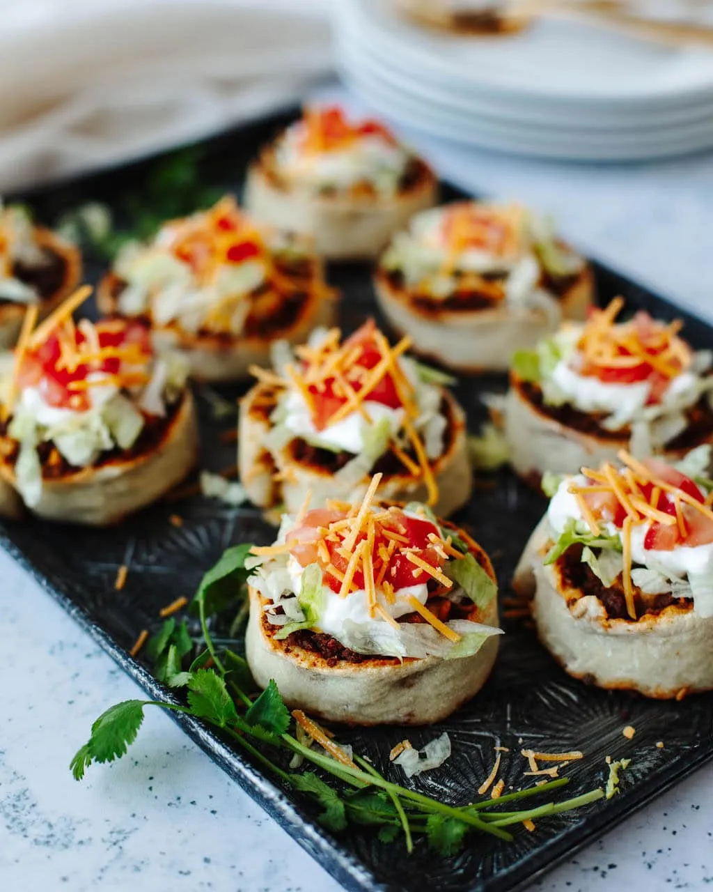 These taco pinwheels turn classic taco flavors into an easy, handheld appetizer. Rolled up, sliced, and ready to grab, they’re perfect for parties and game day snacking. Fun, flavorful, and guaranteed to be a crowd-pleaser without the mess of traditional tacos.