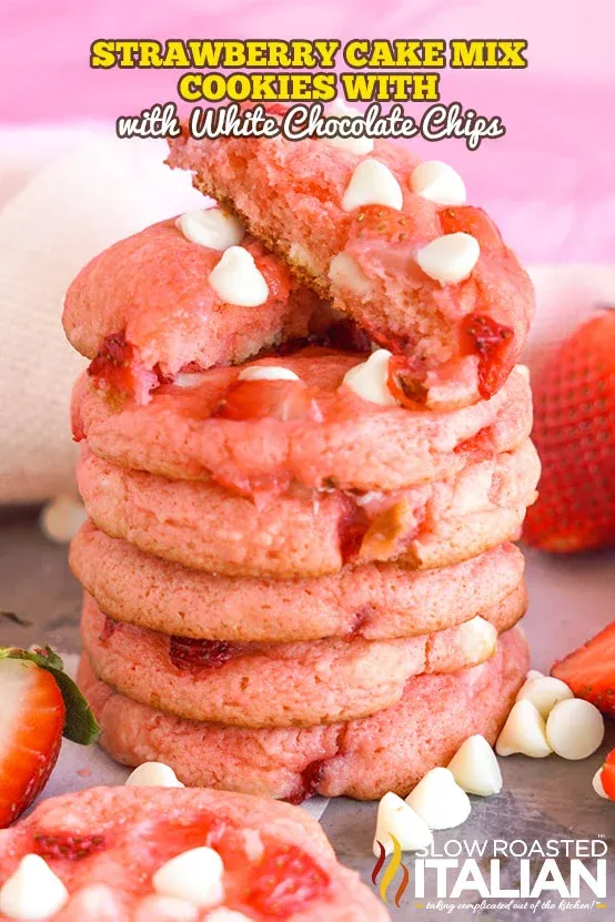 These strawberry cake mix cookies are perfectly pink, soft, and packed with fruity flavor. Studded with white chocolate chips and bits of fresh strawberry, they’re chewy, sweet, and incredibly easy thanks to a simple shortcut. With just six ingredients, they’re a fun, feel-good treat when strawberry-and-cream cravings hit.