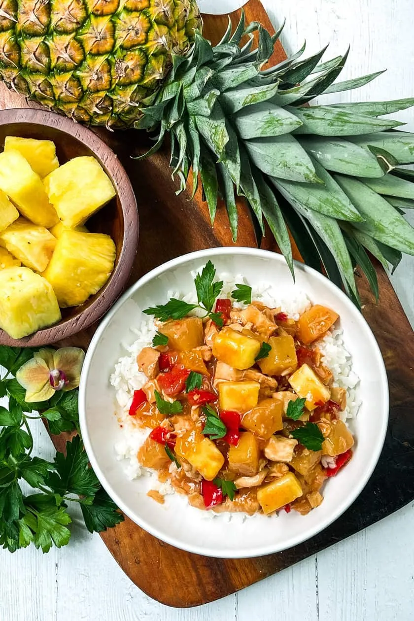 This Instant Pot pineapple chicken is a fast, flavor-packed dinner that comes together in 30 minutes or less. Tender chicken cooks with sweet pineapple and fresh veggies for a bright, Hawaiian-inspired meal that feels a little getaway-worthy without extra effort. A great option when you want something quick, fresh, and weeknight-friendly.