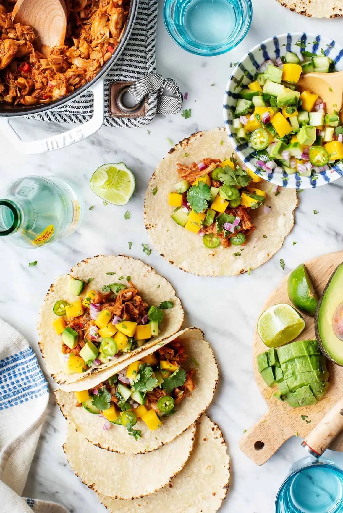 These soft tacos are packed with bold, vibrant flavor thanks to jerk-spiced jackfruit and a fresh mango avocado salsa. Bright, colorful, and fun to eat, they’re a great plant-based option that still feels hearty and satisfying. Perfect for mixing into your soft taco recipes lineup when you want something fresh with a little kick.