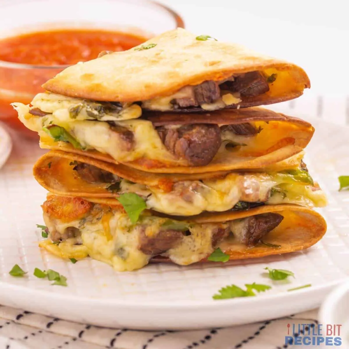 These beef quesadillas pair tender carne asada–style steak with plenty of melty cheese inside a perfectly toasted tortilla. They’re bold, flavorful, and flexible enough to serve as either a satisfying meal or a shareable appetizer, making them a great addition to any quesadilla lineup.