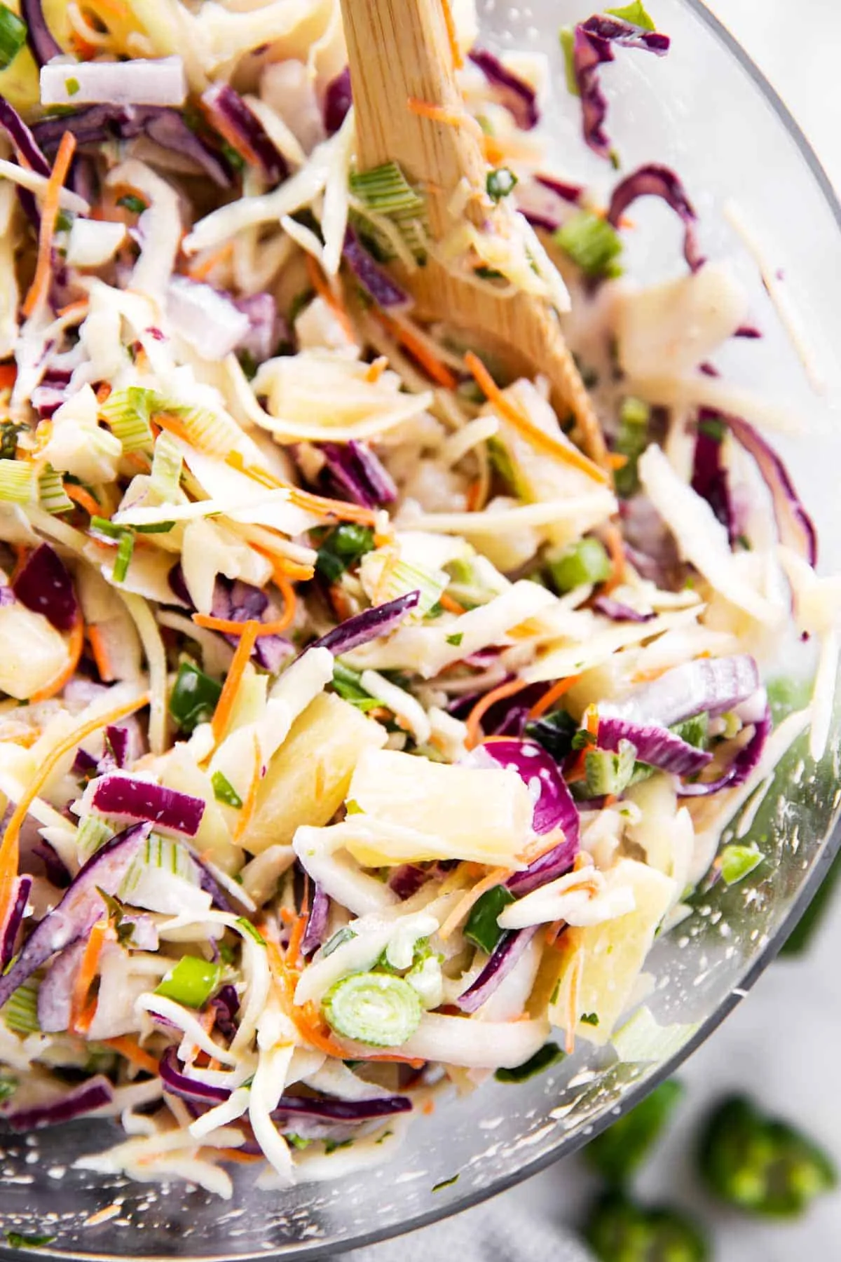 This pineapple coleslaw is a creamy, refreshing side that’s perfect for summer meals. The sweetness of the pineapple adds a fun twist to classic coleslaw, making it a great match for cookouts, backyard BBQs, or served alongside pulled chicken or pulled pork sandwiches. An easy make-ahead side that brings a little brightness to the table.