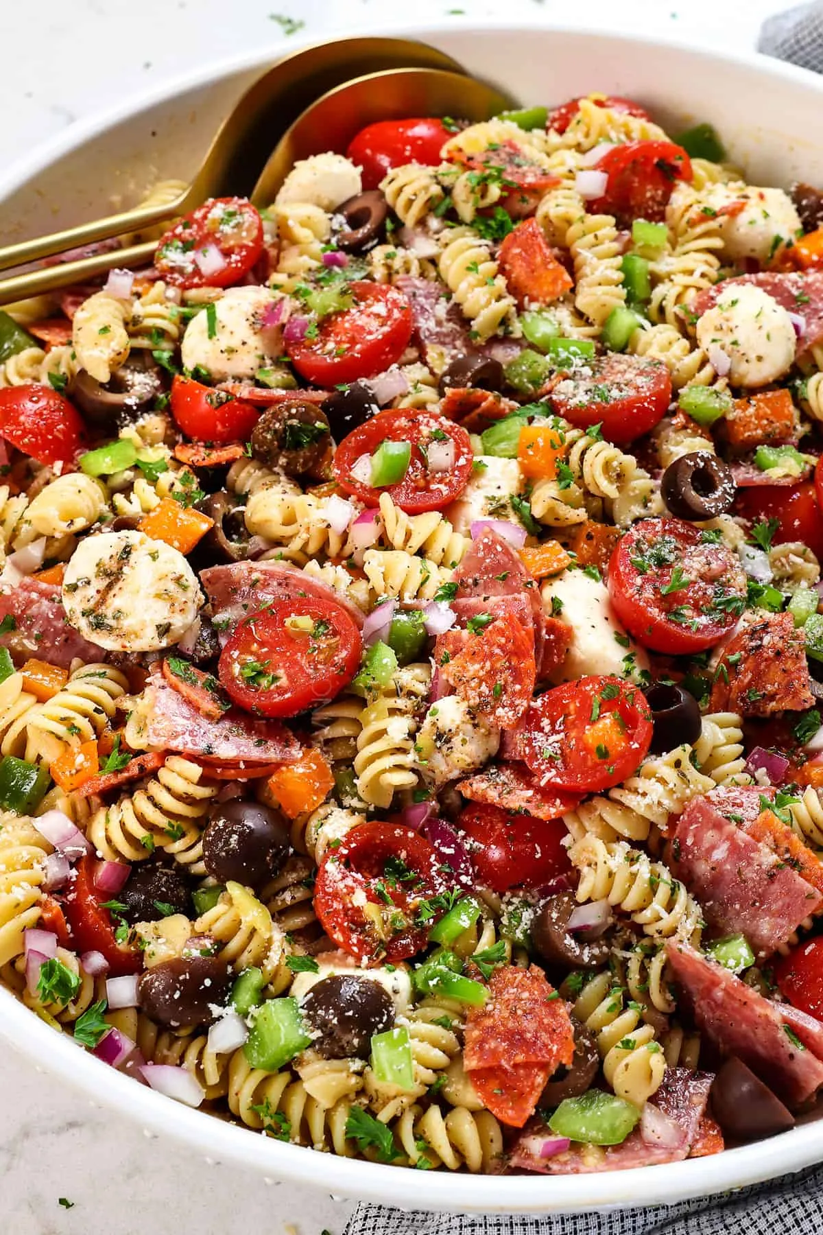 This Italian pasta salad is packed with bold, classic flavors like pepperoncini, Genoa salami, and mozzarella pearls, all tossed in a bright, zesty Italian dressing. It’s easy to make ahead, stays fresh and flavorful, and is perfect for potlucks, parties, or easy weeknight meals.