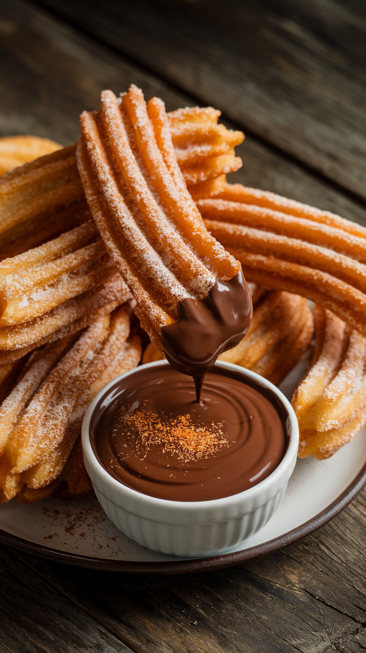 Churros with Mexican Chocolate Dipping Sauce