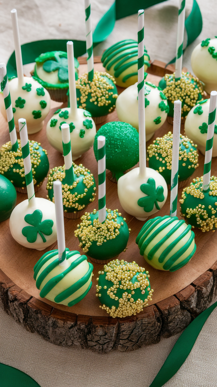 These St. Patrick’s Day Cake Pops are the perfect festive treat! Made with moist cake, creamy frosting, and a sweet candy coating, they’re decorated in shamrocks, gold sprinkles, and green drizzles to bring all the lucky vibes to your celebration. Whether you're hosting a party, contributing to a bake sale or just want a fun baking project, these cake pops will be a hit!