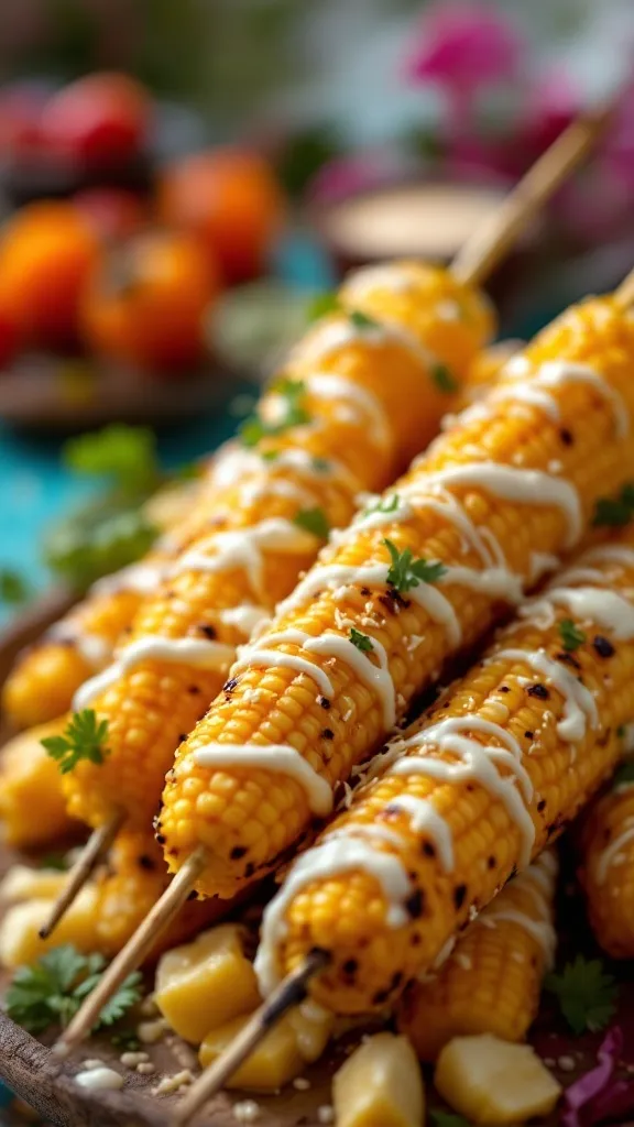 Elote (Mexican Street Corn) on Skewers