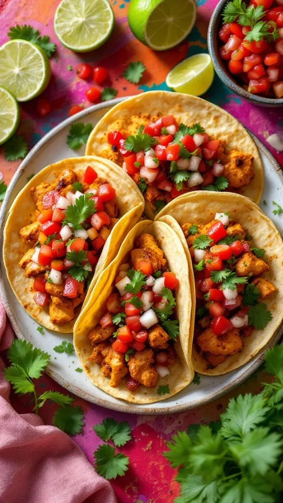 Spicy Chicken Tacos with Fresh Pico de Gallo